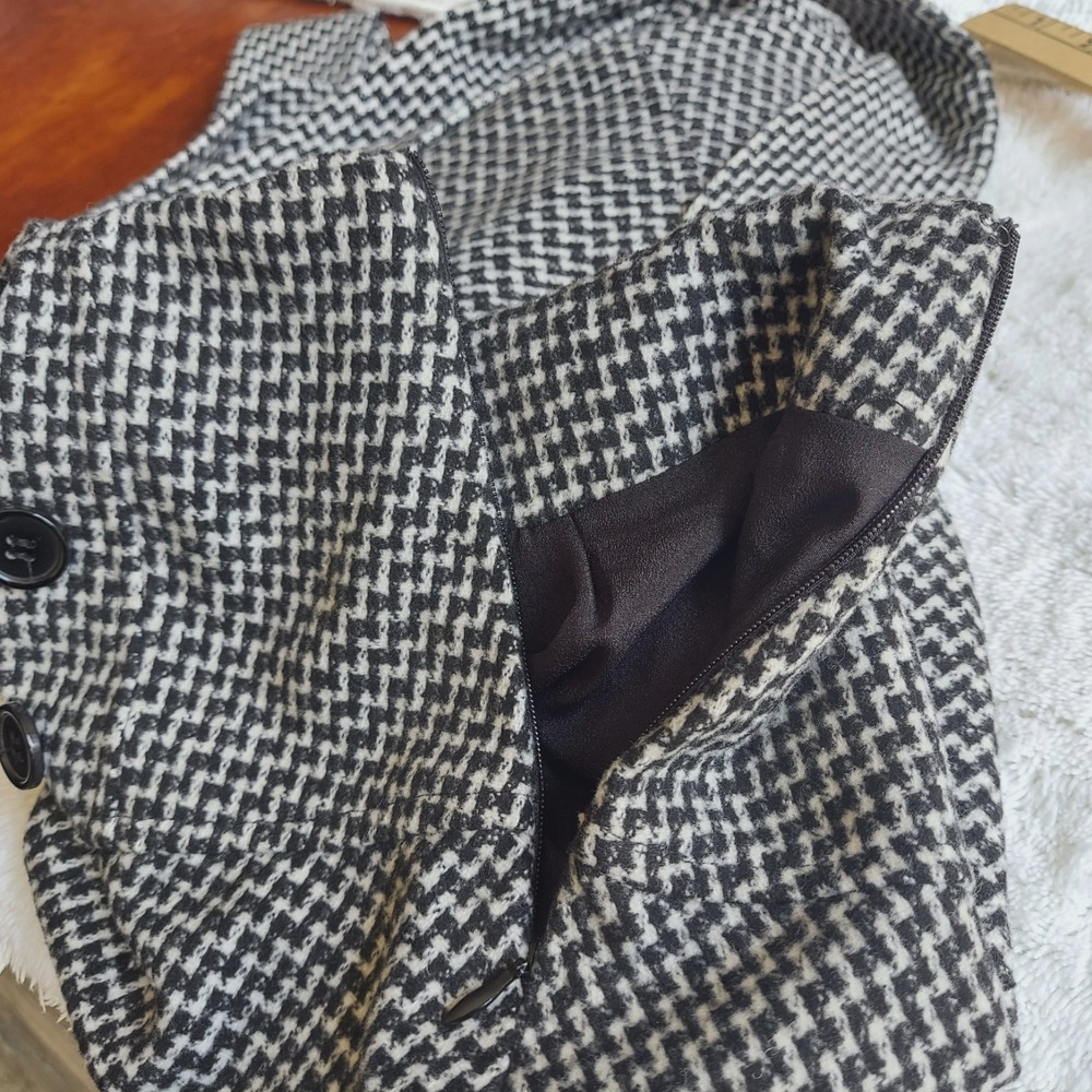 Forever 21 Houndstooth Pinafore Mini Dress S Suspender Preppy Academia Black‎ - Picture 8 of 14